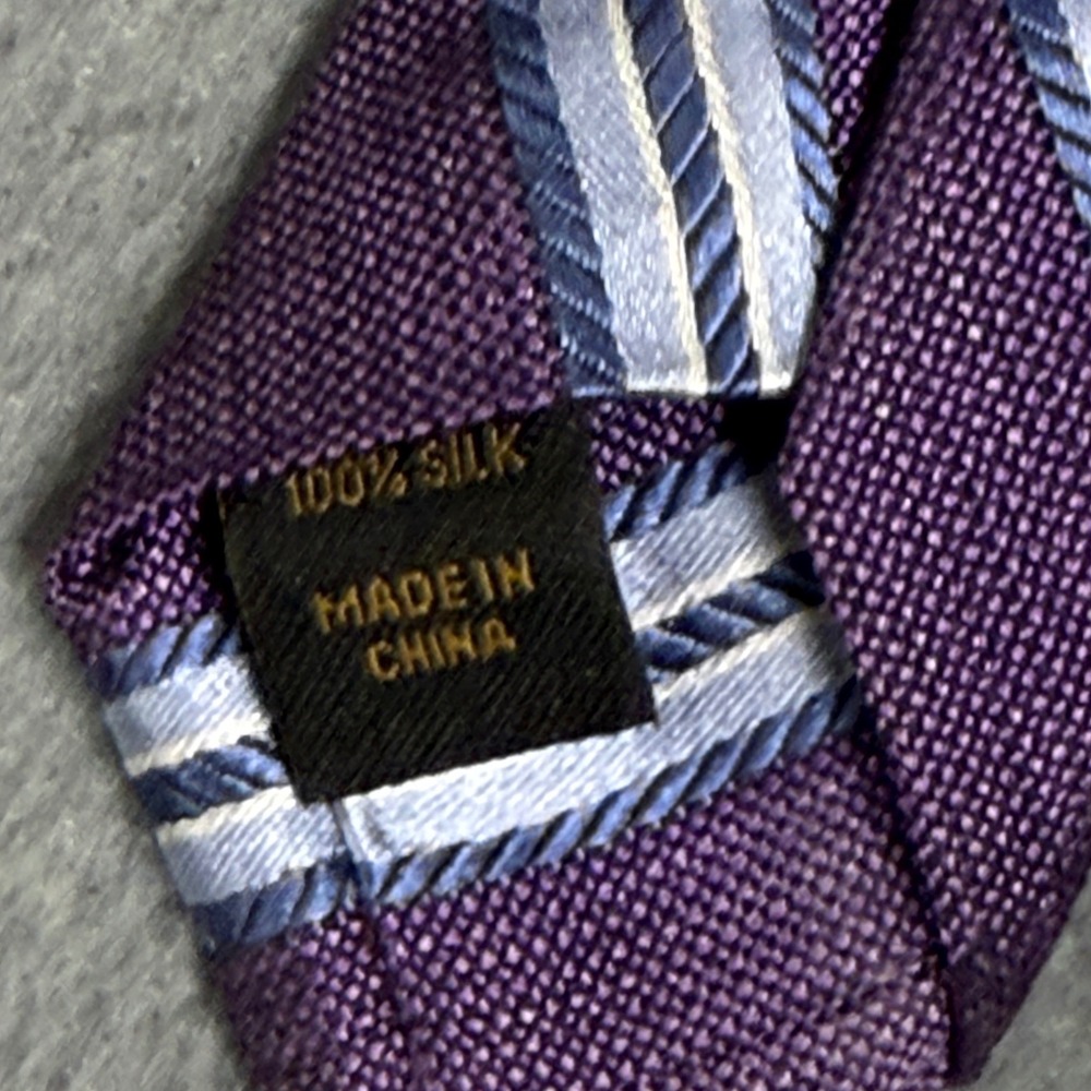 Jos A Bank Reserve Silk Tie Mens Purple Blue White Diagonal Striped Necktie - Picture 5 of 5